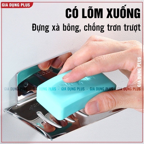 Giá Đựng Xà Bông Inox 304 Dán Tường Không Gỉ Cao Cấp - Không Cần Khoan + Tặng Kèm Keo Dán Miễn Phí LAZYDO (LZ-0717)