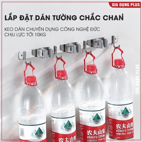 Thanh kẹp cây lau nhà & móc treo dán tường tích hợp 2in1 đa năng, kẹp chổi inox 304 ERMO (LZ0711)