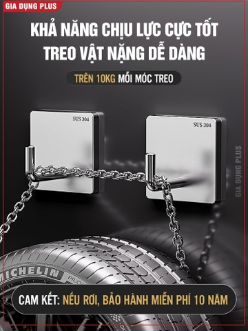 Móc dán tường chịu lực inox 304, móc treo tường siêu dính trong suốt treo đồ đa năng (+tặng kèm keo)