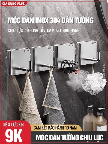 Móc dán tường chịu lực inox 304, móc treo tường siêu dính trong suốt treo đồ đa năng (+tặng kèm keo)