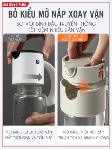 Lọ đựng dầu ăn, nước mắm thuỷ tinh borosilicate cao cấp, vòi tự rót tự động, thông minh PHALEDO