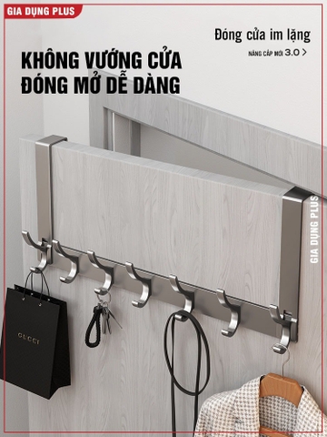 Thanh móc treo sau cánh cửa nhôm chống gỉ, không khoan đục, không hỏng cửa cho cửa dày dưới 4.6cm