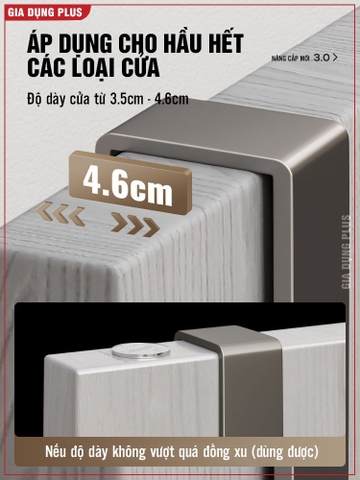 Thanh móc treo sau cánh cửa nhôm chống gỉ, không khoan đục, không hỏng cửa cho cửa dày dưới 4.6cm