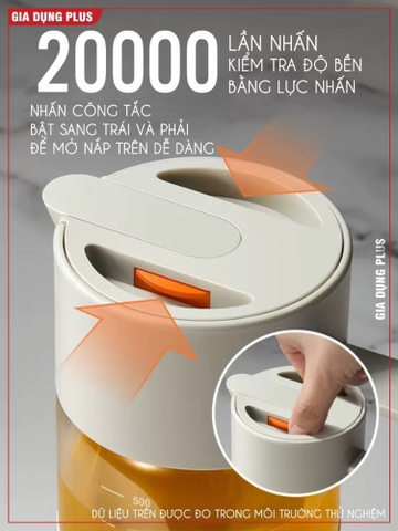Lọ đựng dầu ăn, nước mắm thuỷ tinh borosilicate cao cấp, vòi tự rót tự động, thông minh PHALEDO