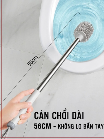 Bàn Chải Vệ Sinh, Cọ Bồn Cầu, Chổi Chà Toilet Không Góc Chết 360 Độ Cao Cấp | Đầu Bản Chải TPR | Tặng Kèm Móc Dán Tường