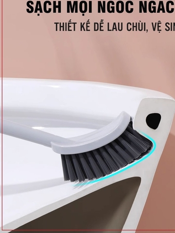 Bàn Chải Vệ Sinh, Cọ Bồn Cầu, Chổi Chà Toilet Không Góc Chết 360 Độ Cao Cấp | Đầu Bản Chải TPR | Tặng Kèm Móc Dán Tường