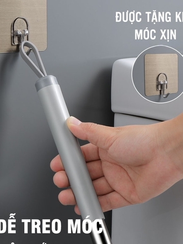Bàn Chải Vệ Sinh, Cọ Bồn Cầu, Chổi Chà Toilet Không Góc Chết 360 Độ Cao Cấp | Đầu Bản Chải TPR | Tặng Kèm Móc Dán Tường