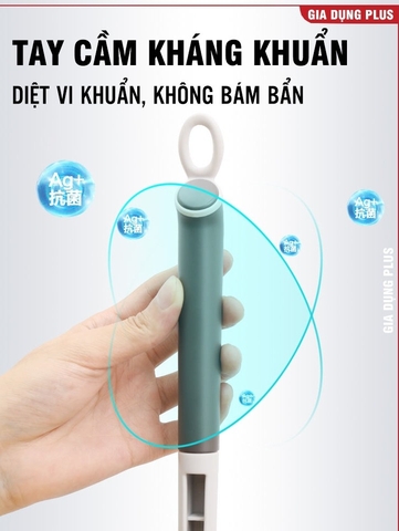 Bàn Chải Vệ Sinh, Cọ Bồn Cầu, Chổi Chà Toilet Không Góc Chết 360 Độ Cao Cấp | Đầu Bản Chải TPR | Tặng Kèm Móc Dán Tường