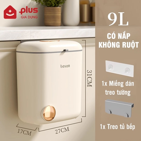 Thùng rác treo tường thông minh Besan - thùng rác treo cánh tủ bếp, treo tường nhà vệ sinh đa năng tiện lợi - Gia dụng Plus