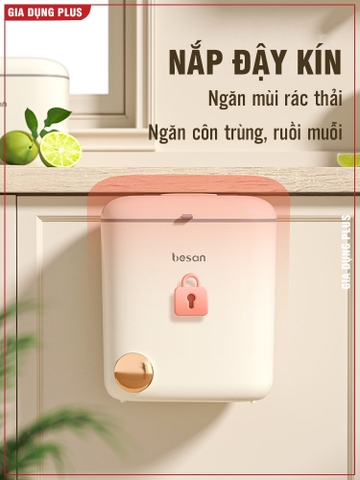 Thùng rác treo tường thông minh Besan - thùng rác treo cánh tủ bếp, treo tường nhà vệ sinh đa năng tiện lợi - Gia dụng Plus