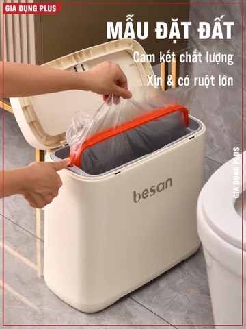 Thùng rác treo tường thông minh Besan - thùng rác treo cánh tủ bếp, treo tường nhà vệ sinh đa năng tiện lợi - Gia dụng Plus
