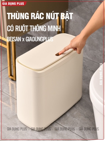 Thùng rác 12 lít nắp bật đa năng, có ruột & tay xách tiện lợi, thùng rác thông minh hiện đại Beisan