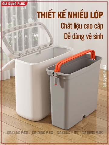 Thùng rác 12 lít nắp bật đa năng, có ruột & tay xách tiện lợi, thùng rác thông minh hiện đại Beisan