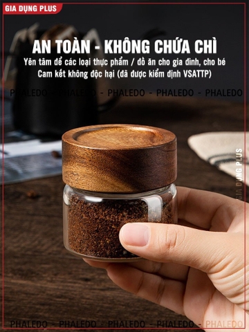 Bình Thuỷ Tinh Có Nắp Vặn Gỗ Keo Cao Cấp, Đựng Thực Phẩm Đa Năng, Thuỷ Tinh Chịu Nhiệt Borosilicate