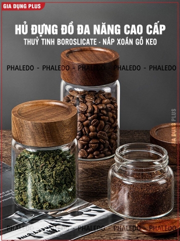 Bình Thuỷ Tinh Có Nắp Vặn Gỗ Keo Cao Cấp, Đựng Thực Phẩm Đa Năng, Thuỷ Tinh Chịu Nhiệt Borosilicate