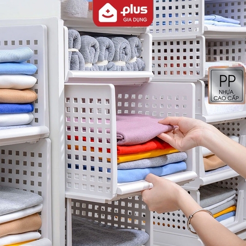 Hộp chia tủ quần áo thành nhiều ngăn nhựa PP LAZYDO, dạng ngăn kéo tiện lợi, gấp gọn giúp tủ gọn gàng hơn (LZ-0528)