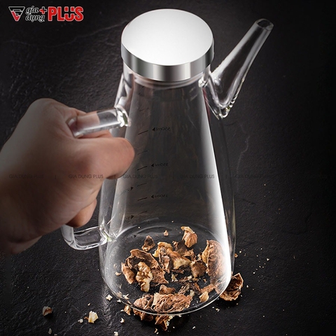 Bình dầu ăn, nước mắm 750ml- thuỷ tinh borosilicate, có tay cầm, đế cao su cao cấp chống vỡ - VIMORA