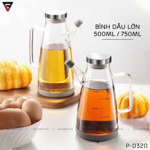 Bình dầu ăn, nước mắm 750ml- thuỷ tinh borosilicate, có tay cầm, đế cao su cao cấp chống vỡ - VIMORA