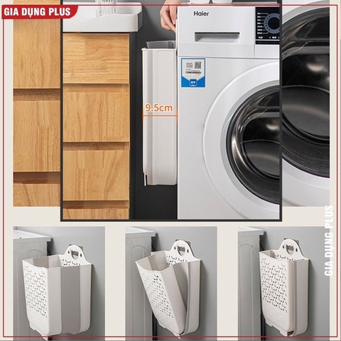 Giỏ Đựng Quần Áo Treo Tường Nhà Tắm Gấp Gọn LAZYDO Chất Liệu Nhựa Dẻo TPR Tặng Kèm Miếng Dán SQ-0150