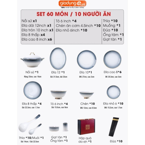 🔴OUTLET | Bộ chén bát sứ Gradient Xám (Grey Gradient) cao cấp nhập khẩu