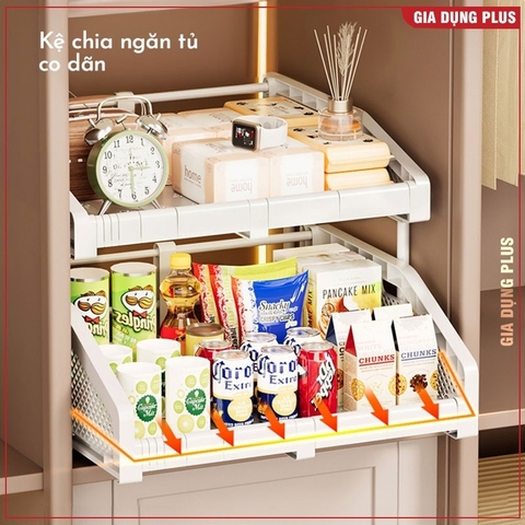 Kệ co giãn chia ngăn tủ dạng ngăn kéo để đồ dùng quần áo đa năng, xếp tầng linh hoạt, tiết kiệm không gian