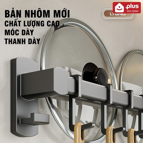 Thanh giá móc treo bếp đa năng dán tường inox 304 - miễn phí keo dán tường siêu chắc chắn, chịu lực