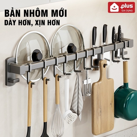 Thanh giá móc treo bếp đa năng dán tường inox 304 - miễn phí keo dán tường siêu chắc chắn, chịu lực