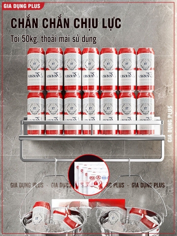 Kệ để đồ nhà tắm ERMO dán tường bằng keo hoặc ốc vít, chất liệu nhôm cao cấp, chống gỉ (ER-0744)