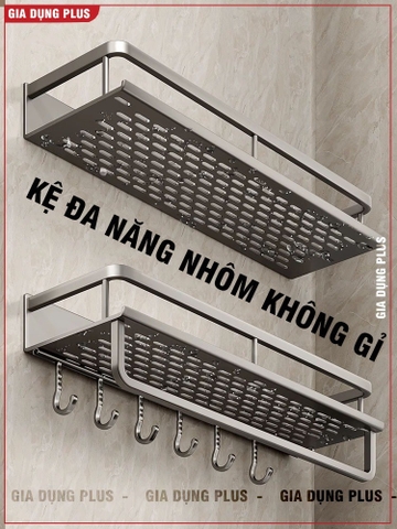 Kệ để đồ nhà tắm ERMO dán tường bằng keo hoặc ốc vít, chất liệu nhôm cao cấp, chống gỉ (ER-0744)