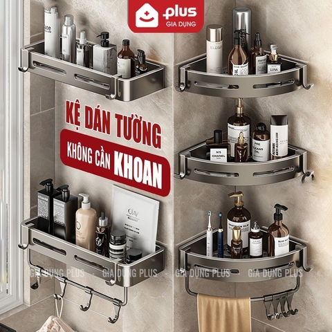 Kệ để đồ nhà tắm - kệ góc nhà tắm dán tường bằng keo hoặc ốc vít(tặng kèm keo dán, bộ ốc vít) LTENG ER-0725