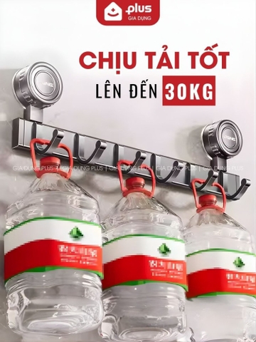 Thanh Móc Treo Đồ Cốc Hút Không Khoan Tường, Chịu Tải 30Kg, Móc Treo Đồ Dán Tường Bám Dính Chắn Chắn