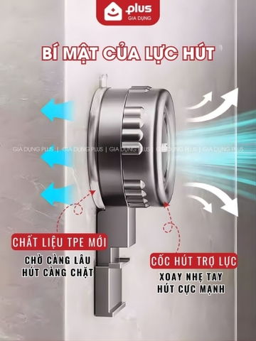 Thanh Móc Treo Đồ Cốc Hút Không Khoan Tường, Chịu Tải 30Kg, Móc Treo Đồ Dán Tường Bám Dính Chắn Chắn