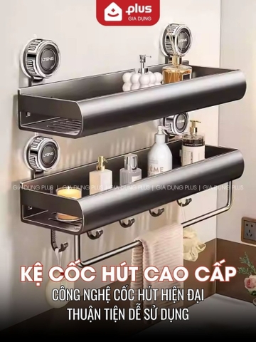 Kệ Để Đồ Nhà Tắm Cốc Hút Thông Minh Chống Nước, Chịu Tải 20Kg, Kệ Nhà Tắm Thép Carbon Không Gỉ LTENG