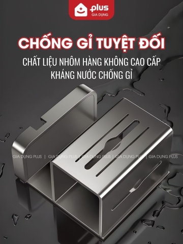 Hộp Đựng Khăn Giấy Treo Tường Cốc Hút Không Cần Khoan Đục, Hộp Khăn Giấy Nhôm Không Gỉ Cao Cấp LTENG