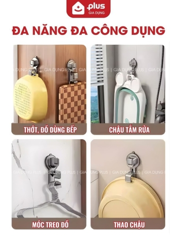 Móc Treo Thau Chậu, Rổ Cốc Hút Bám Tường Đa Năng Cho Phòng Tắm, Nhà Bếp, Chịu Tải Nặng Không Rơi Rớt