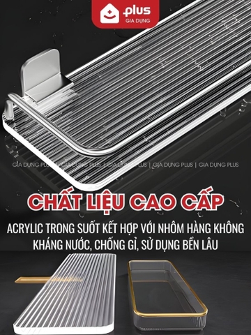 Kệ Dán Tường Không Cần Khoan Đục, Kệ Nhà Tắm Trong Suốt Sang Trọng, Nhôm Hàng Không Chống Gỉ Sét