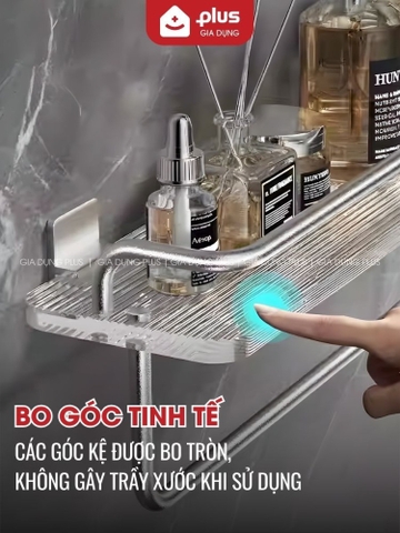 Kệ Dán Tường Không Cần Khoan Đục, Kệ Nhà Tắm Trong Suốt Sang Trọng, Nhôm Hàng Không Chống Gỉ Sét