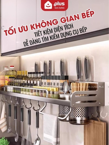 Kệ Để Dao, Đũa Nhà Bếp Dán Tường Không Khoan Đục, Giá Để Dao Bằng Nhôm Không Gỉ Sét, Chịu Tải 20Kg