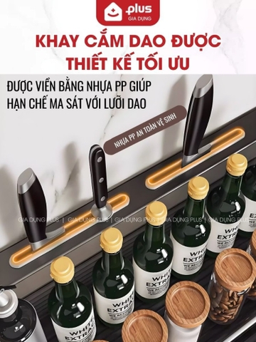 Kệ Để Dao, Đũa Nhà Bếp Dán Tường Không Khoan Đục, Giá Để Dao Bằng Nhôm Không Gỉ Sét, Chịu Tải 20Kg