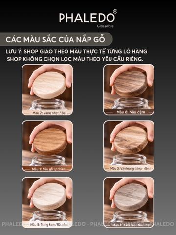 Lọ Thuỷ Tinh Có Nắp Gỗ Bo Tròn Với Chất Liệu Thuỷ Tinh Borosilicate Chịu Nhiệt, Không Chứa Chì Cao Cấp PHALEDO (P-0363)