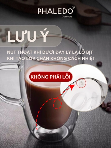 Cốc Thuỷ Tinh Borosilicate 2 Lớp Cách Nhiệt Thon Quai Có Tay Cầm Cao Cấp PHALEDO P-0924