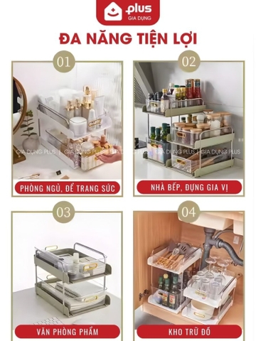 Kệ Để Đồ Nhiều Tầng Có Bánh Xe, Kệ Đẩy Đa Năng Nhiều Ngăn, Kệ Đựng Mỹ Phẩm – Văn Phòng Phẩm – Đồ Ăn