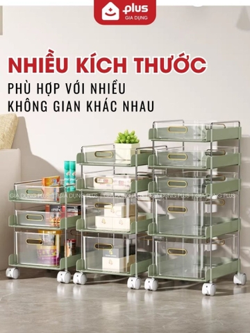 Kệ Để Đồ Nhiều Tầng Có Bánh Xe, Kệ Đẩy Đa Năng Nhiều Ngăn, Kệ Đựng Mỹ Phẩm – Văn Phòng Phẩm – Đồ Ăn
