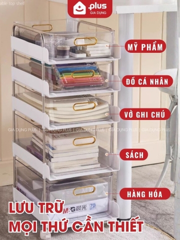 Kệ Để Đồ Nhiều Tầng Có Bánh Xe, Kệ Đẩy Đa Năng Nhiều Ngăn, Kệ Đựng Mỹ Phẩm – Văn Phòng Phẩm – Đồ Ăn