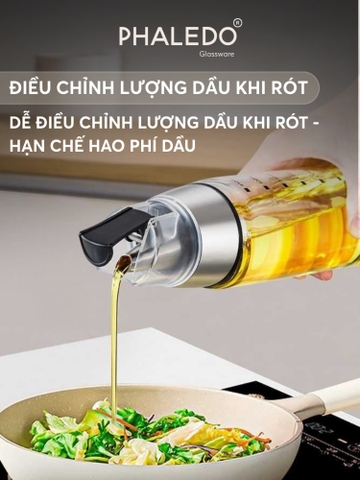 Bình Đựng Dầu, Nước Mắm, Nước Tương Thủy Tinh Borosilicate Nắp Tự Động Đóng Mở Phaledo (PL-0326)