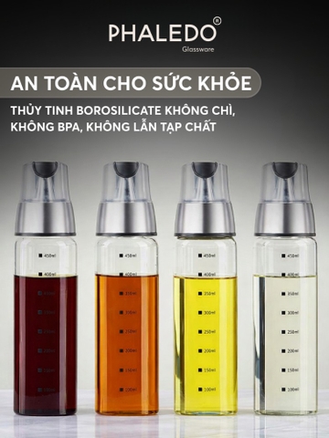 Bình Đựng Dầu, Nước Mắm, Nước Tương Thủy Tinh Borosilicate Nắp Tự Động Đóng Mở Phaledo (PL-0326)