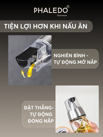 Bình Đựng Dầu, Nước Mắm, Nước Tương Thủy Tinh Borosilicate Nắp Tự Động Đóng Mở Phaledo (PL-0326)