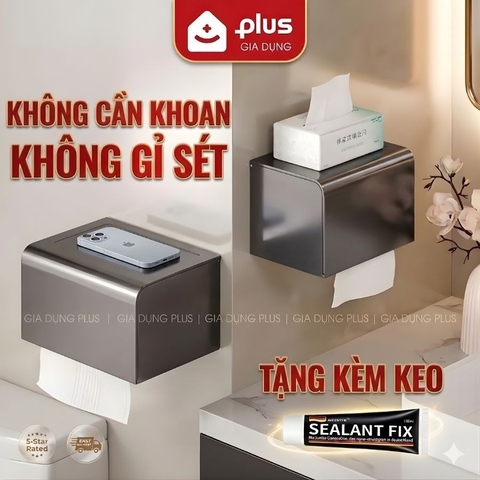 Hộp Đựng Khăn Giấy Bằng Nhôm, Hộp Giấy Dán Tường Không Cần Khoan, Chống Thấm Nước, Không Gỉ Sét