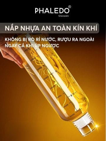Bình Đựng Nước, Rượu Nắp Thủy Tinh borosilicate Cao Cấp Đa Năng Nắp Kín Khí Phaledo (PL-0932)