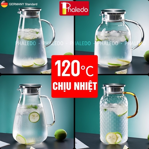 Bình Nước Thuỷ Tinh Chịu Nhiệt 2Lít Dung Tích Lớn, Borosilicate An Toàn Không Chì Cao Cấp PHALEDO